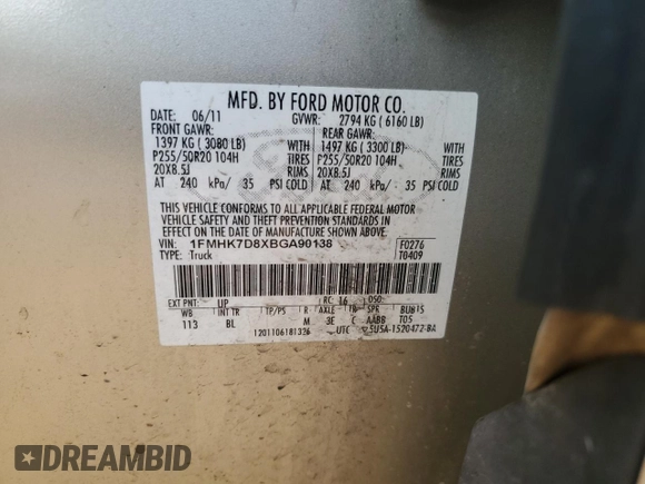 2011 Ford Explorer XLT with VIN 1FMHK7D8XBGA90138, listed as a Copart auction lot 48852305 with 146,993 mi miles and Salvage Title. Bid and sale history available at carsss.com. Image 14.