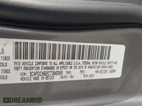 2013 Dodge Journey American Value with VIN 3C4PDCAB8DT586363, listed as a IAAI auction lot 42622716 with 385,195 mi miles and . Bid and sale history available at DreamBid. Image 9.