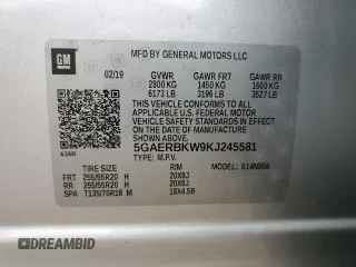 2019 Buick Enclave Essence with VIN 5GAERBKW9KJ245581, listed as a Copart auction lot 47263025 with Not Provided miles and Salvage Title. Bid and sale history available at DreamBid. Image 14.