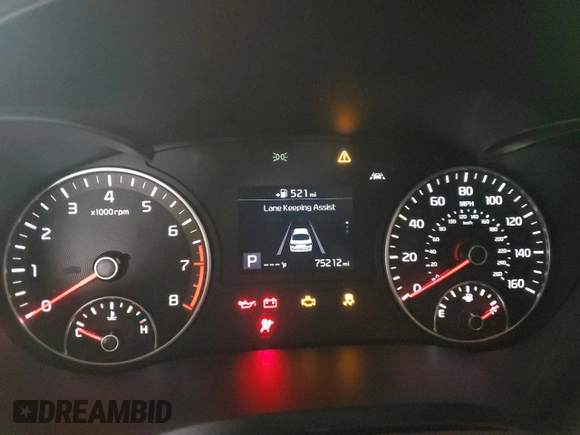 2019 Kia Optima LX with VIN 5XXGT4L39KG356855, listed as a Copart auction lot 49480425 with 75,212 mi miles and Salvage Title. Bid and sale history available at carsss.com. Image 9.