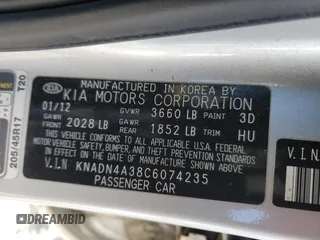 2012 Kia Rio EX z VIN KNADN4A38C6074235, wystawiony jako Copart lot #42050375 z przebiegiem 100 138 mil mil oraz Czysty tytuł • Clean title. Historia ofert i sprzedaży dostępna na DreamBid. Obrazek 12.