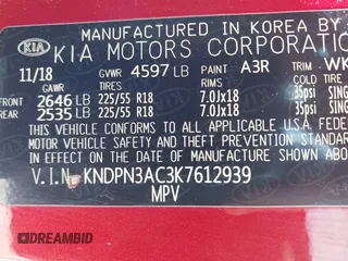 2019 Kia Sportage EX with VIN KNDPN3AC3K7612939, listed as a IAAI auction lot 42233897 with 79,677 mi miles and . Bid and sale history available at DreamBid. Image 9.