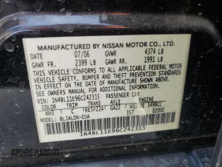 2006 Nissan Altima SL z VIN 1N4BL11E96C242315, wystawiony jako Copart lot #55455065 z przebiegiem Nie podano mil oraz Szkoda całkowita • Salvage title. Historia ofert i sprzedaży dostępna na DreamBid. Obrazek 12.