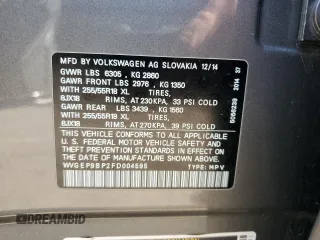 2015 Volkswagen Touareg Lux с VIN WVGEP9BP2FD004595, выставлен на аукционе Copart как лот 59020375 с пробегом 135 319 миль миль и Списание • Salvage title. История ставок и продаж доступна на DreamBid. Изображение 13.
