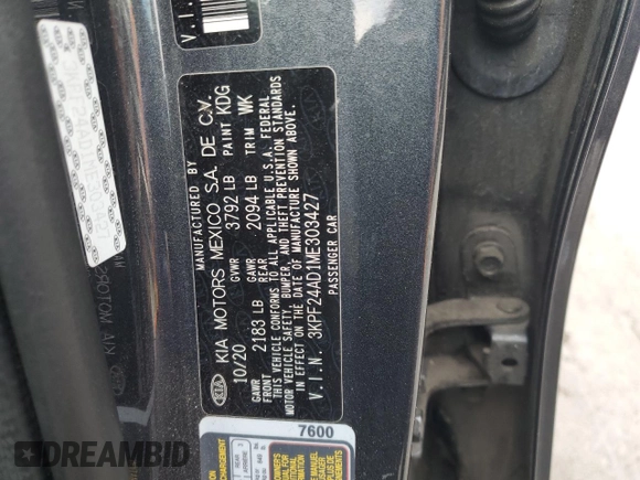 2021 Kia Forte LXS z VIN 3KPF24AD1ME303427, wystawiony jako Copart lot #57817315 z przebiegiem 65 648 mil mil oraz Nie do naprawy • Non repairable. Historia ofert i sprzedaży dostępna na DreamBid. Obrazek 13.