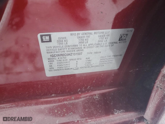 2017 Chevrolet Silverado 1500 LT with VIN 1GCVKREC9HZ131507, listed as a Copart auction lot 88473035 with 30,430 mi miles and Salvage Title. Bid and sale history available at carsss.com. Image 14.