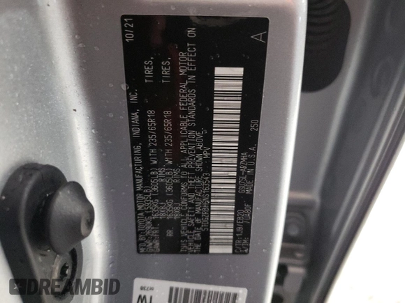 2022 Toyota Highlander XLE with VIN 5TDGZRBH6NS163543, listed as a Copart auction lot 57796635 with 26,011 mi miles and Salvage title. Bid and sale history available at DreamBid. Image 13.