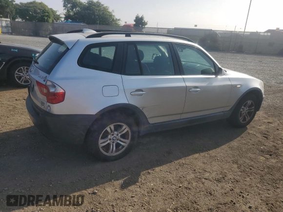 2005 BMW X3 3.0i with VIN WBXPA93465WD17225, listed as a Copart auction lot 72976984 with 165,443 mi miles and Clean Title. Bid and sale history available at carsss.com. Image 3.