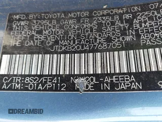 2007 Toyota Prius with VIN JTDKB20U477687051, listed as a IAAI auction lot 42655193 with Not provided miles and . Bid and sale history available at DreamBid. Image 9.