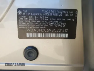 2011 BMW 5 Series 535i with VIN WBASN2C59BC201312, listed as a Copart auction lot 41566645 with 135,782 mi miles and Salvage Title. Bid and sale history available at carsss.com. Image 14.