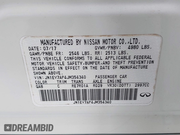 2018 Infiniti Q50 Luxe с VIN JN1EV7AP4JM354340, выставлен на аукционе IAAI как лот 42492247 с пробегом 123 224 миль миль и . История ставок и продаж доступна на DreamBid. Изображение 9.