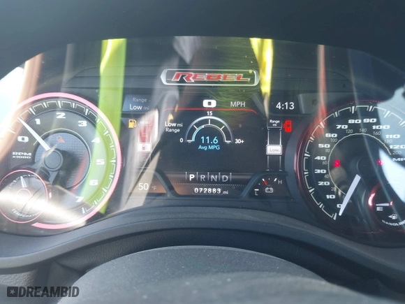 2019 Ram 1500 Rebel with VIN 1C6SRFET2KN671753, listed as a IAAI auction lot 41889166 with 72,883 mi miles. Bid and sale history available at carsss.com. Image 7.