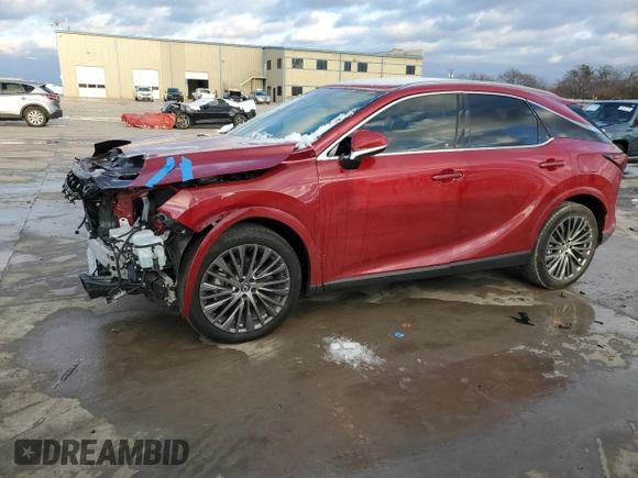 2023 Lexus RX 350h z VIN 2T2BBMCA4PC004580, wystawiony jako Copart lot #87616145 z przebiegiem 31 020 mil mil oraz Szkoda całkowita • Salvage title. Historia ofert i sprzedaży dostępna na DreamBid. Obrazek 1.