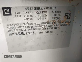 2014 Chevrolet Impala LTZ with VIN 1G1155S33EU159517, listed as a IAAI auction lot 41991045 with 222,294 mi miles and . Bid and sale history available at DreamBid. Image 9.