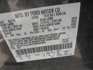 2015 Ford Edge SEL with VIN 2FMTK3J80FBB65384, listed as a IAAI auction lot 41827595 with 120,727 mi miles. Bid and sale history available at carsss.com. Image 9.