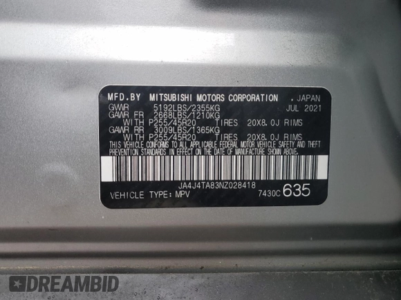 2022 Mitsubishi Outlander ES with VIN JA4J4TA83NZ028418, listed as a Copart auction lot 44487655 with 33,117 mi miles and Salvage Title. Bid and sale history available at carsss.com. Image 14.