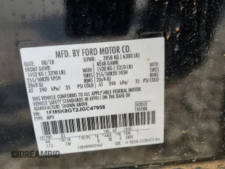 2018 Ford Explorer Sport z VIN 1FM5K8GT2JGC47958, wystawiony jako Copart lot #52446025 z przebiegiem 74 610 mil mil oraz Szkoda całkowita • Salvage title. Historia ofert i sprzedaży dostępna na DreamBid. Obrazek 14.