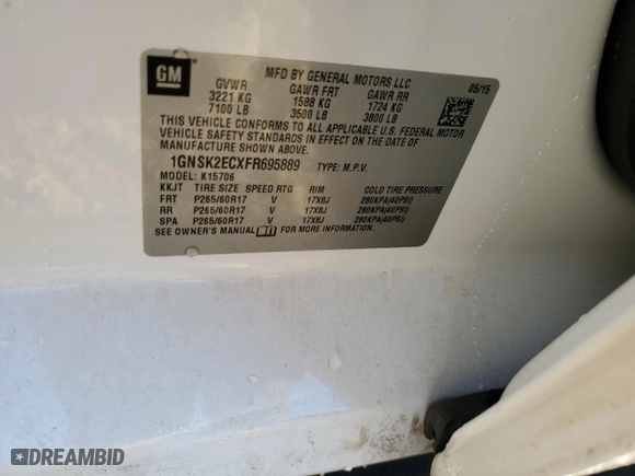 2015 Chevrolet Tahoe Commercial with VIN 1GNSK2ECXFR695889, listed as a Copart auction lot 74369994 with 196,209 mi miles and Salvage Title. Bid and sale history available at carsss.com. Image 13.