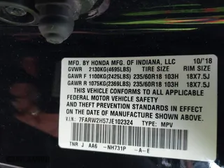 2018 Honda CR-V EX with VIN 7FARW2H57JE102324, listed as a IAAI auction lot 41469838 with 139,964 mi miles. Bid and sale history available at carsss.com. Image 9.