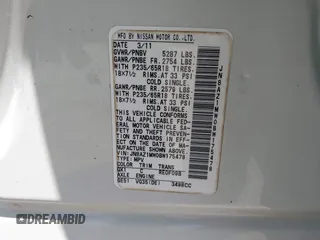2011 Nissan Murano SL z VIN JN8AZ1MW0BW175478, wystawiony jako IAAI lot #42035369 z przebiegiem 138 953 mil mil oraz . Historia ofert i sprzedaży dostępna na DreamBid. Obrazek 9.