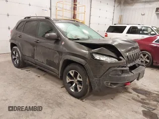 2014 Jeep Cherokee Trailhawk with VIN 1C4PJMBS2EW231813, listed as a IAAI auction lot 41664287 with 128,893 mi miles. Bid and sale history available at carsss.com. Image 1.
