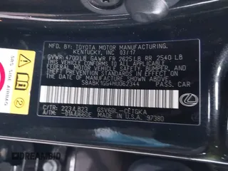 2017 Lexus ES 350 with VIN 58ABK1GG4HU062344, listed as a IAAI auction lot 41696251 with 41,384 mi miles and . Bid and sale history available at DreamBid. Image 9.