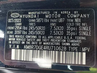 2024 Hyundai Palisade Calligraphy z VIN KM8R7DGE4RU710628, wystawiony jako IAAI lot #42223597 z przebiegiem 39 156 mil mil oraz . Historia ofert i sprzedaży dostępna na DreamBid. Obrazek 9.