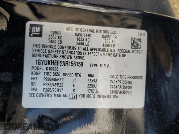 2010 Cadillac Escalade ESV Luxury z VIN 1GYUKHEF5AR156159, wystawiony jako Copart lot #41817085 z przebiegiem 308 631 mil mil oraz Nie do naprawy. Historia ofert i sprzedaży dostępna na DreamBid. Obrazek 13.