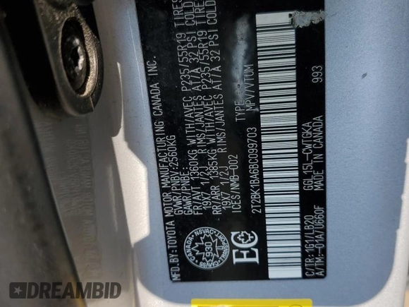 2011 Lexus RX 350 with VIN 2T2BK1BA6BC099703, listed as a Copart auction lot 62812115 with 404,369 mi miles and Clean title. Bid and sale history available at DreamBid. Image 14.