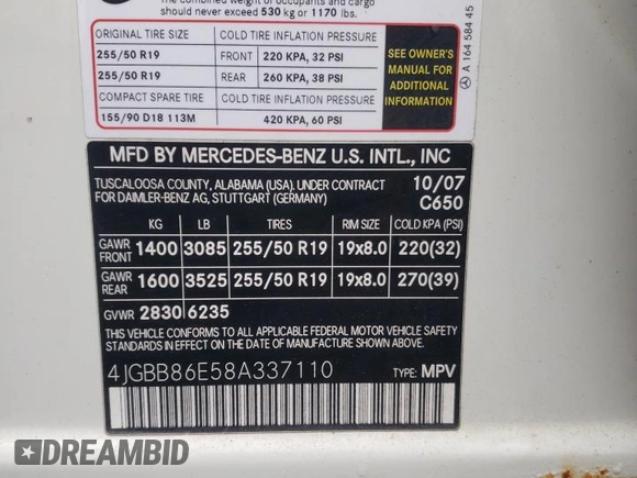 2008 Mercedes-Benz M 350 с VIN 4JGBB86E58A337110, выставлен на аукционе Copart как лот 57589355 с пробегом 178 486 миль миль и Списание • Salvage title. История ставок и продаж доступна на DreamBid. Изображение 13.