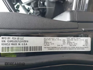 2020 Dodge Durango GT Plus z VIN 1C4RDJDG7LC412914, wystawiony jako IAAI lot #42313969 z przebiegiem 73 287 mil mil oraz . Historia ofert i sprzedaży dostępna na DreamBid. Obrazek 9.