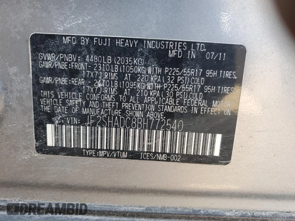2011 Subaru Forester 2.5X Premium with VIN JF2SHADC8BH772540, listed as a Copart auction lot 50304355 with 77,313 mi miles and Salvage Title. Bid and sale history available at carsss.com. Image 14.