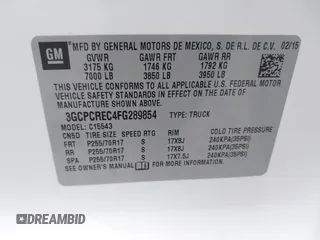 2015 Chevrolet Silverado 1500 LT with VIN 3GCPCREC4FG289854, listed as a IAAI auction lot 42086024 with 177,666 mi miles and . Bid and sale history available at DreamBid. Image 9.
