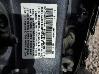 2017 Honda Civic Sedan EX with VIN 19XFC2F71HE022755, listed as a Copart auction lot 50838025 with 53,680 mi miles and Salvage Title. Bid and sale history available at carsss.com. Image 12.