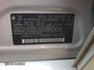 2008 BMW 3 Series 335i с VIN WBAVB73588KY64288, выставлен на аукционе Copart как лот 73285114 с пробегом 142 508 миль миль и На запчасти • Non repairable. История ставок и продаж доступна на DreamBid. Изображение 12.