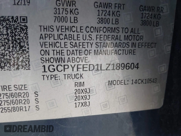 2020 Chevrolet Silverado 1500 LT Trail Boss with VIN 1GCPYFED1LZ189604, listed as a IAAI auction lot 41516096 with 76,118 mi miles. Bid and sale history available at carsss.com. Image 9.