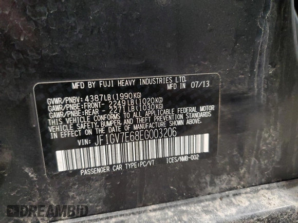 2014 Subaru WRX WRX z VIN JF1GV7E68EG003206, wystawiony jako Copart lot #50468885 z przebiegiem 111 399 mil mil oraz Nie do naprawy • Non repairable. Historia ofert i sprzedaży dostępna na DreamBid. Obrazek 13.