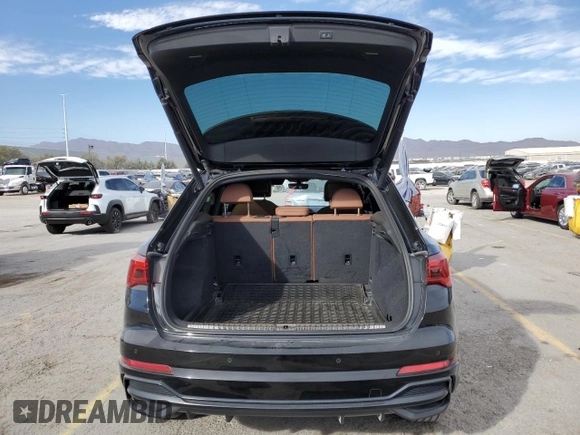 2020 Audi Q3 S line Premium with VIN WA1DECF34L1123427, listed as a Copart auction lot 44001445 with 52,799 mi miles and Salvage Title. Bid and sale history available at carsss.com. Image 6.
