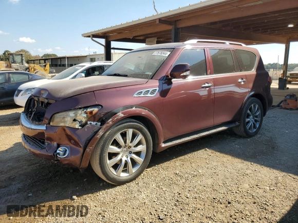 2012 Infiniti QX56 7-passenger with VIN JN8AZ2NF8C9515139, listed as a Copart auction lot 77578344 with 81,886 mi miles and Salvage Title. Bid and sale history available at carsss.com. Image 1.