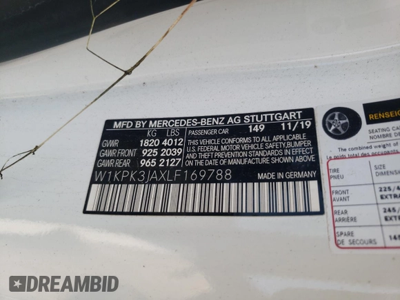 2020 Mercedes-Benz SLC 300 z VIN W1KPK3JAXLF169788, wystawiony jako Copart lot #63054754 z przebiegiem 20 666 mil mil oraz Szkody całkowita. Historia ofert i sprzedaży dostępna na DreamBid. Obrazek 12.