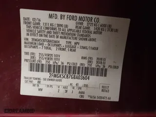 2016 Ford Flex SEL with VIN 2FMGK5C87GBA03604, listed as a IAAI auction lot 41345702 with 125,424 mi miles. Bid and sale history available at carsss.com. Image 9.