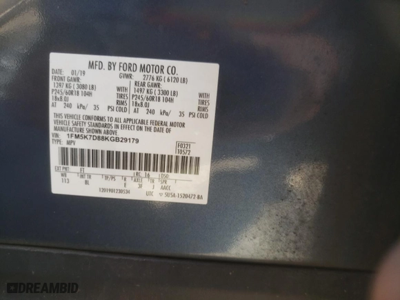 2019 Ford Explorer XLT with VIN 1FM5K7D88KGB29179, listed as a Copart auction lot 84379854 with 128,702 mi miles and Salvage Title. Bid and sale history available at carsss.com. Image 13.