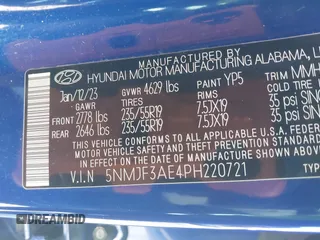 2023 Hyundai Tucson SEL with VIN 5NMJF3AE4PH220721, listed as a IAAI auction lot 41720143 with 32,041 mi miles. Bid and sale history available at carsss.com. Image 9.