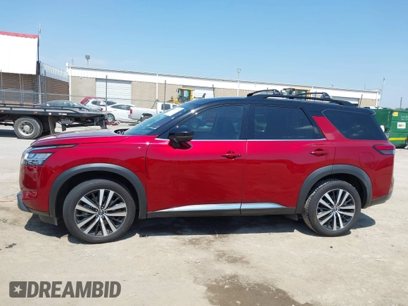 2023 Nissan Pathfinder Platinum with VIN 5N1DR3DK6PC210286, listed as a IAAI auction lot 42021775 with 48,482 mi miles and . Bid and sale history available at DreamBid. Image 14.
