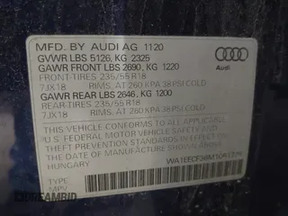 2021 Audi Q3 S line Premium Plus with VIN WA1EECF36M1061776, listed as a IAAI auction lot 42343842 with 40,521 mi miles and . Bid and sale history available at DreamBid. Image 9.