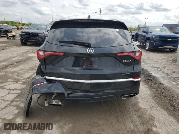 2023 Acura MDX Advance with VIN 5J8YE1H87PL022995, listed as a Copart auction lot 54848415 with 26,776 mi miles and Salvage title. Bid and sale history available at DreamBid. Image 6.