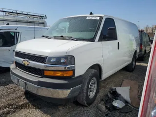 2020 Chevrolet Express Cargo with VIN 1GCWGAFG0L1181244, listed as a Copart auction lot 44320155 with 110,293 mi miles and Salvage title. Bid and sale history available at DreamBid. Image 1.