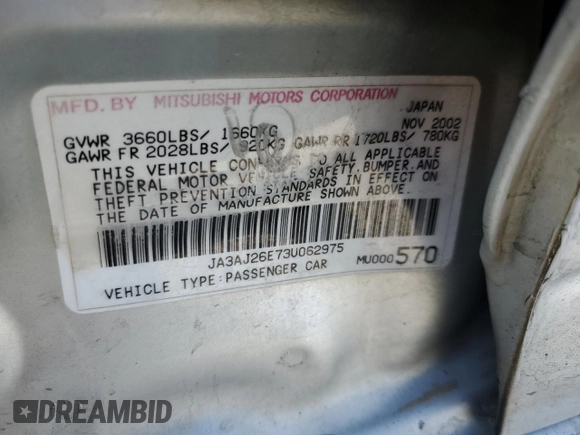 2003 Mitsubishi Lancer ES with VIN JA3AJ26E73U062975, listed as a Copart auction lot 71619374 with 242,550 mi miles and Salvage Title. Bid and sale history available at carsss.com. Image 14.