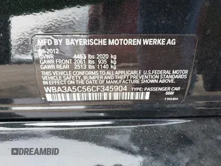 2012 BMW 3 Series 328i with VIN WBA3A5C56CF345904, listed as a IAAI auction lot 41992572 with 136,672 mi miles. Bid and sale history available at carsss.com. Image 9.