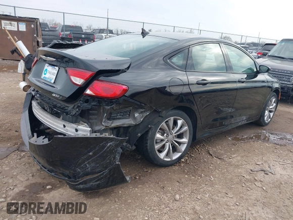 2015 Chrysler 200 S with VIN 1C3CCCBG9FN518690, listed as a IAAI auction lot 42026576 with 45,971 mi miles. Bid and sale history available at carsss.com. Image 4.